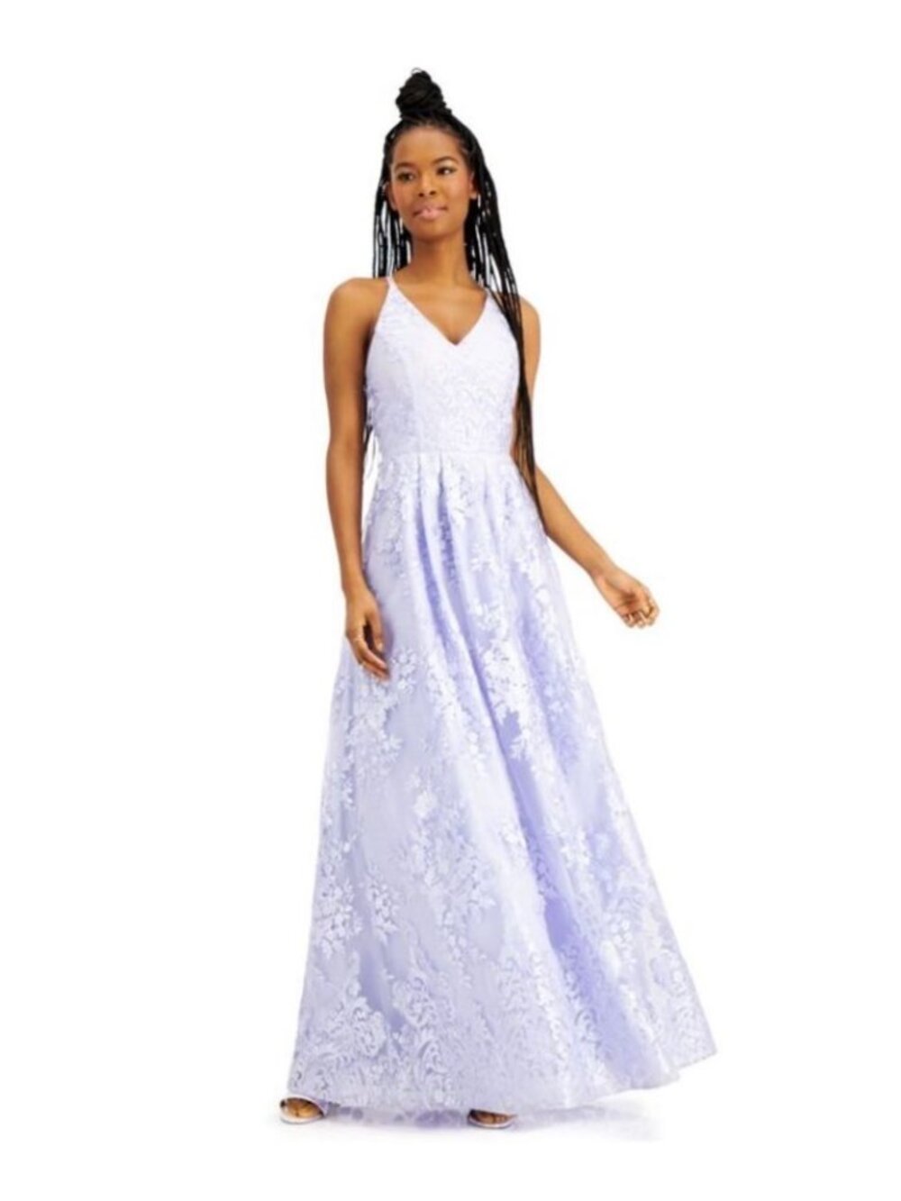 NWT BCX Juniors Lavender Lace Spaghetti Strap Fit & Flare Maxi Dress. Size 5